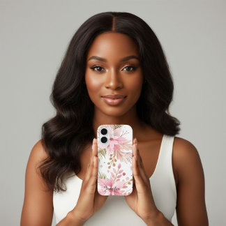 Coques iPhone 16 Pink Winter Poinsettia Floral iPhone Case |