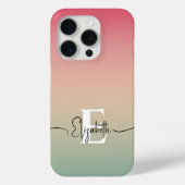 Coques Case-Mate iPhone Pink Yellow & Green Gradient Nom du script Monogra (Verso)