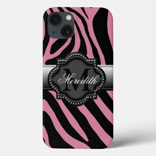 Coques Case-Mate iPhone Pink Zebra Monogramme iPad et Téléphone Case 2 (Verso)