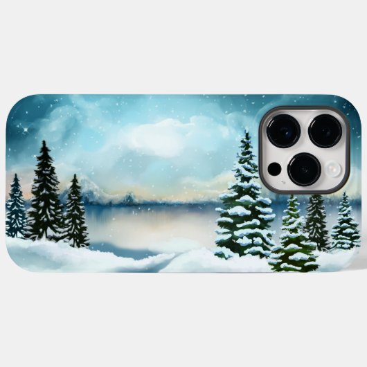 Coques Case-Mate iPhone Pins enneigés près d'un lac (Verso (horizontal))