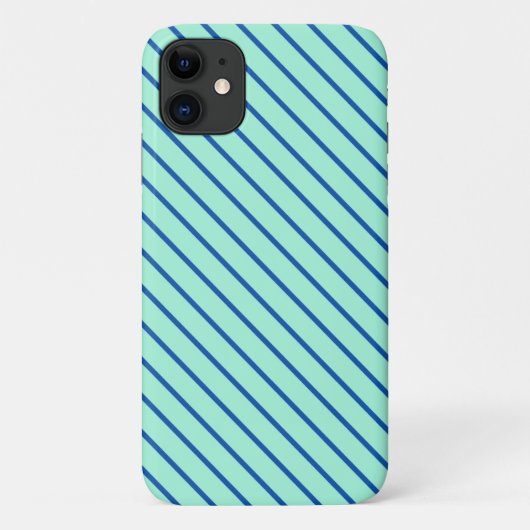 Coques Case-Mate iPhone Pinstripes diagonales - aqua et marine (Dos)