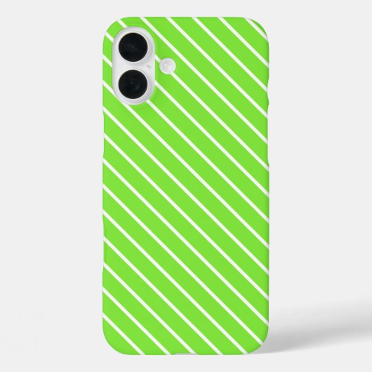 Coques Case-Mate iPhone Pinstripes diagonales - vert citron et blanc (Verso)