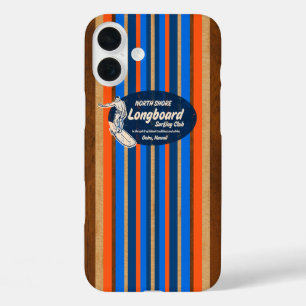 Coques iPhone 16 Plus Pipeline Surboard Hawaiian Stripes Royal Blue