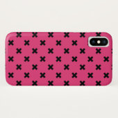 Coques Case-Mate iPhone Piqûres de croix noire sur fuchsia (Dos (Horizontal))