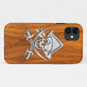 Coques Case-Mate iPhone Pirate de sourire sur le placage de teck (Dos (Horizontal))