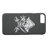 Coques Case-Mate iPhone Pirate sur fibre de carbone noire (Dos (Horizontal))