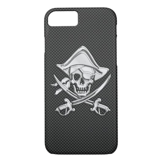 Coques Case-Mate iPhone Pirate sur fibre de carbone noire (Dos)