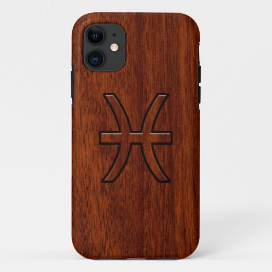 Coques Case-Mate iPhone Pisces Zodiac Connexion en bois acajou (Dos)
