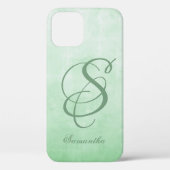 Coques Case-Mate iPhone Pistachio Grey élégant monogramme rustique (Verso)