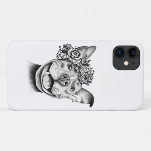 Coques Case-Mate iPhone Pitbull à fleurs (Dos (Horizontal))