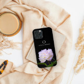 Coques Case-Mate iPhone Pivoine blanche élégante Monogram avec nom
