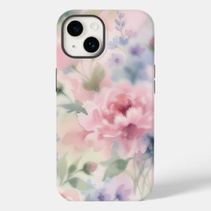 Coque Pour iPhone 14 Pivoine Florale Aquarelle Rose Clair