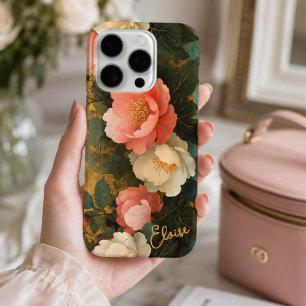 Coques iPhone 16 Pro Pivoine Rose Pâle Vintage Shabby Chic Personnalisé