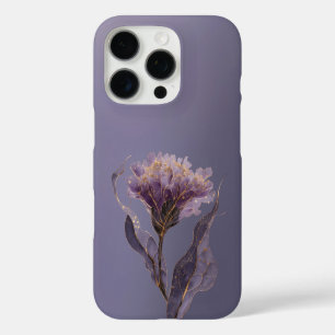 Coques iPhone 16 Pro Pivoine Violette Inspirée Florale Accents Dorés