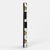 Coques Case-Mate iPhone PixDezines fleur de lis/arrière - plan d'or noir (Dos/Droite)