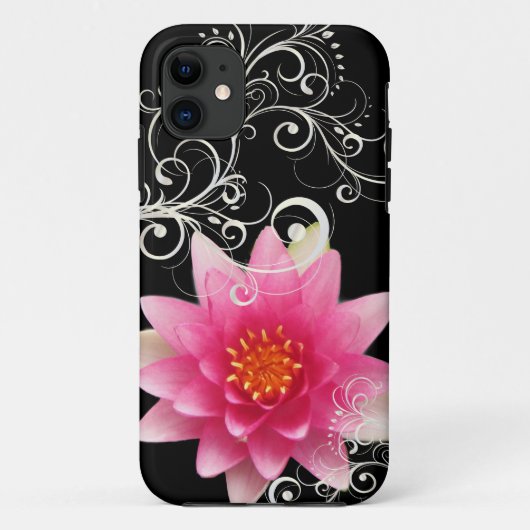 Coques Case-Mate iPhone PixDezines nénuphar rose/couleur de fond diy (Dos)