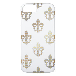 Coque iPhone 7 PixDezines or argent fleur de lis/DO-IT-YOURSELF a