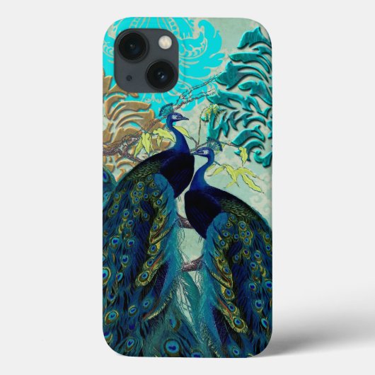 Coques Case-Mate iPhone PixDezines Peacocks psychédéliques+Damask (Verso)