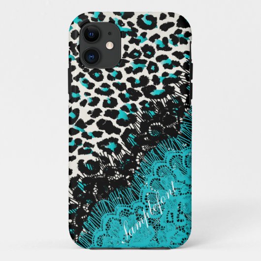 Coques Case-Mate iPhone PixDezines taches léopard/faux dentelle (Dos)
