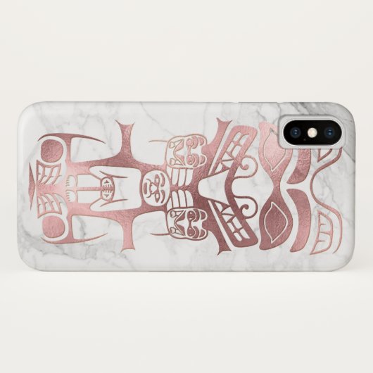Coques Case-Mate iPhone PixDezines TRIBAL TOTEM, FAUX ROSE OR+MARBLE (Dos (Horizontal))