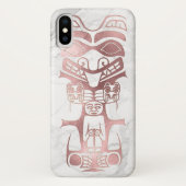Coques Case-Mate iPhone PixDezines TRIBAL TOTEM, FAUX ROSE OR+MARBLE (Dos)