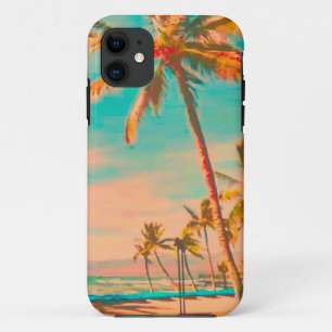 Coque Case-Mate Pour iPhone PixDezines Vintage Hawaiian Beach Scène/turquoise