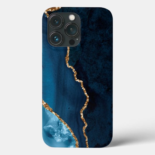 Coques Case-Mate iPhone PixDezines WATERCOLOR AGATE BLUE TURQUOISE (Verso)