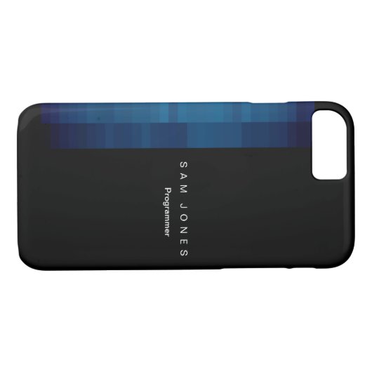 Coques Case-Mate iPhone Pixel noir moderne N bleu (Dos (Horizontal))