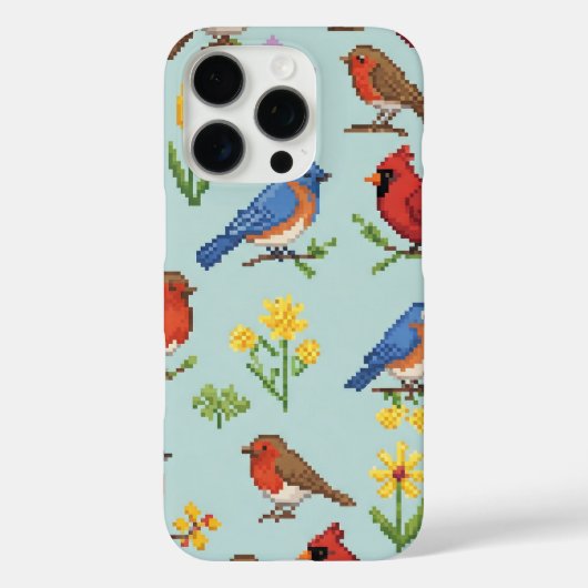 Coques Case-Mate iPhone Pixel Oiseaux et fleurs (Verso)