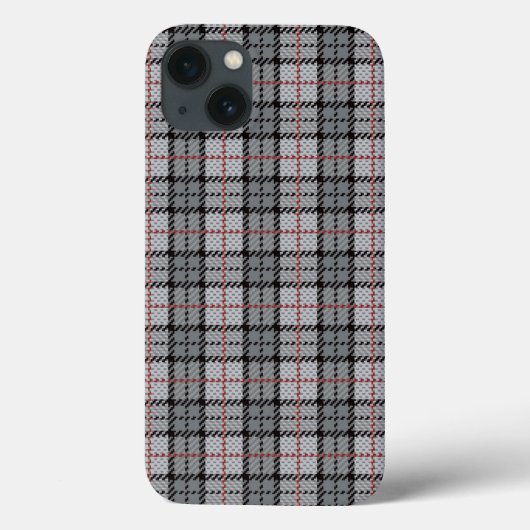 Coques Case-Mate iPhone Pixel Plaid à Grey with Red Stripe (Verso)