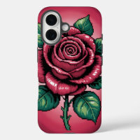 Pixel Rose – Art Floral Rétro