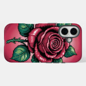 Coques Case-Mate iPhone Pixel Rose – Art Floral Rétro (Verso (horizontal))