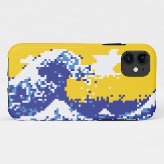 Coques Case-Mate iPhone Pixel Tsunami bleu 8 bits Pixel Art (Dos (Horizontal))