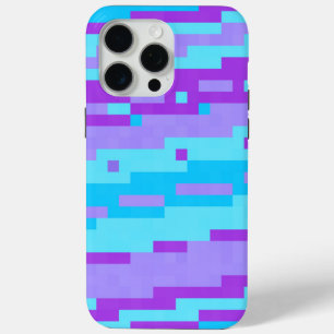 Coque iPhone 15 Pro Max pixels bleus et violets
