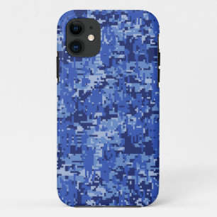 Coque Case-Mate Pour iPhone Pixels numériques bleus Camouflage Décor Texture