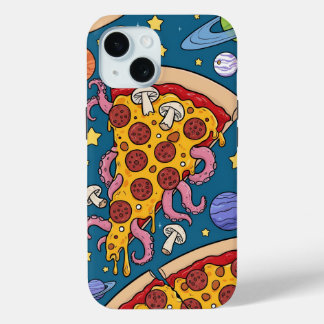 Coque Pour iPhone 15 Pizza Cosmique Slice : aventure spatiale ironique