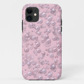 Coques Case-Mate iPhone Placers de perles blanches roses sur velours rose (Dos)