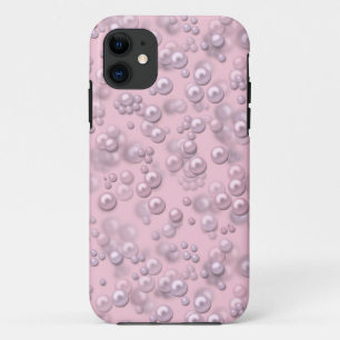 Case-Mate iPhone Case Placers de perles blanches roses sur velours rose