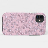 Coques Case-Mate iPhone Placers de perles blanches roses sur velours rose (Dos (Horizontal))