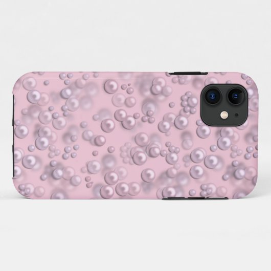 Coques Case-Mate iPhone Placers de perles blanches roses sur velours rose (Dos (Horizontal))