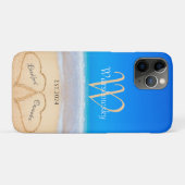 Coques Case-Mate iPhone Plage Coeurs couples en Sable Famille Monogramme (Dos (Horizontal))
