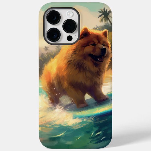 Coques Case-Mate iPhone Plage de Chow Chow Surf Painting (Verso)