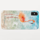 Coques Case-Mate iPhone Plage de Flamant rose d'aquarelle tropicale (Dos (Horizontal))