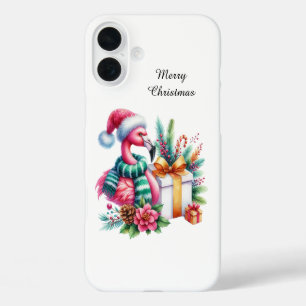 Coques iPhone 16 Plus Plage de Noël festive flamant rose personnalisable