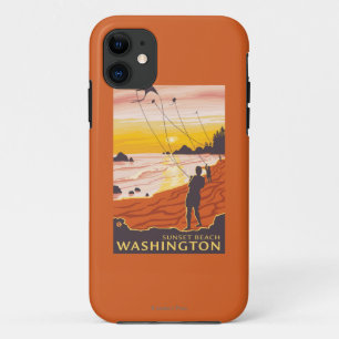 Coque iPhone 11 Plage et cerfs-volants - plage de coucher du