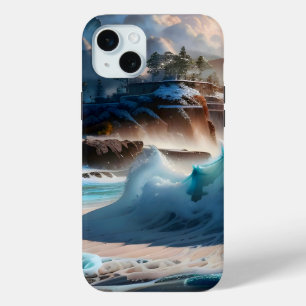 Coque iPhone 15 Mini Plage Front Ocean Waves Paysage 1
