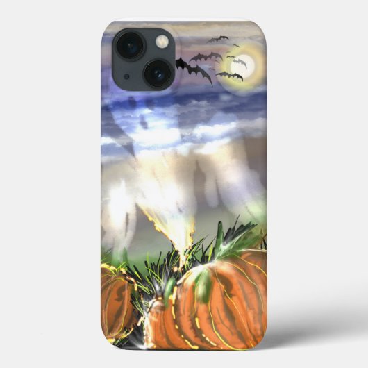 Coques Case-Mate iPhone Plage hantée avec un fantôme et citrouilles (Verso)