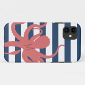 Coques Case-Mate iPhone Plage moderne de pieuvre rouge blanc marine bleu r (Dos (Horizontal))