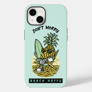 Coque Pour iPhone 14 Plage Ne T'inquiète Pas Heureux – Drôle Surfeur Pi
