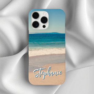 Coques iPhone 16 Pro Max Plage personnalisée Photo Ocean Blue